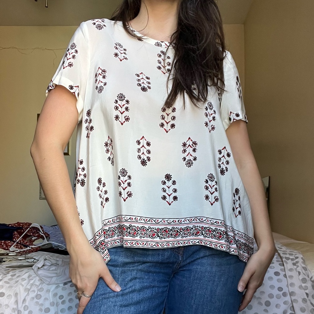 100% Silk Madewell Floral Blouse